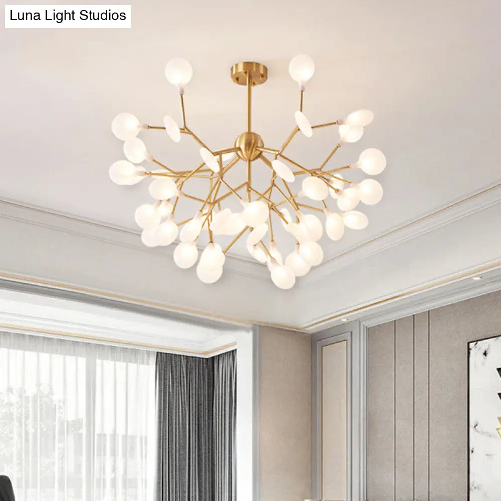 Gold Nordic Led Chandelier Pendant Light For Bedroom - Branched Firefly Design