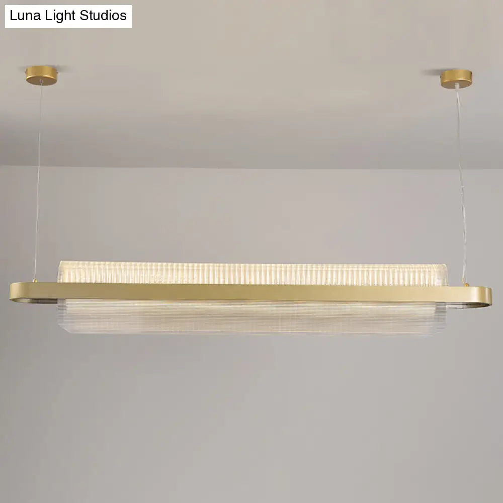 Gold Nordic Linear Island Lamp: Acrylic Led Pendant Light For Dining Room