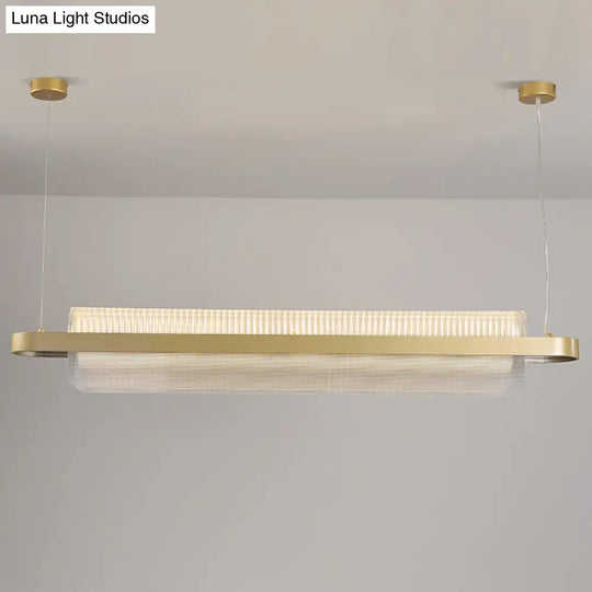 Gold Nordic Linear Island Lamp: Acrylic Led Pendant Light For Dining Room