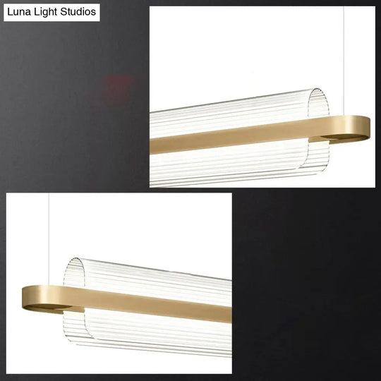 Gold Nordic Linear Island Lamp: Acrylic Led Pendant Light For Dining Room