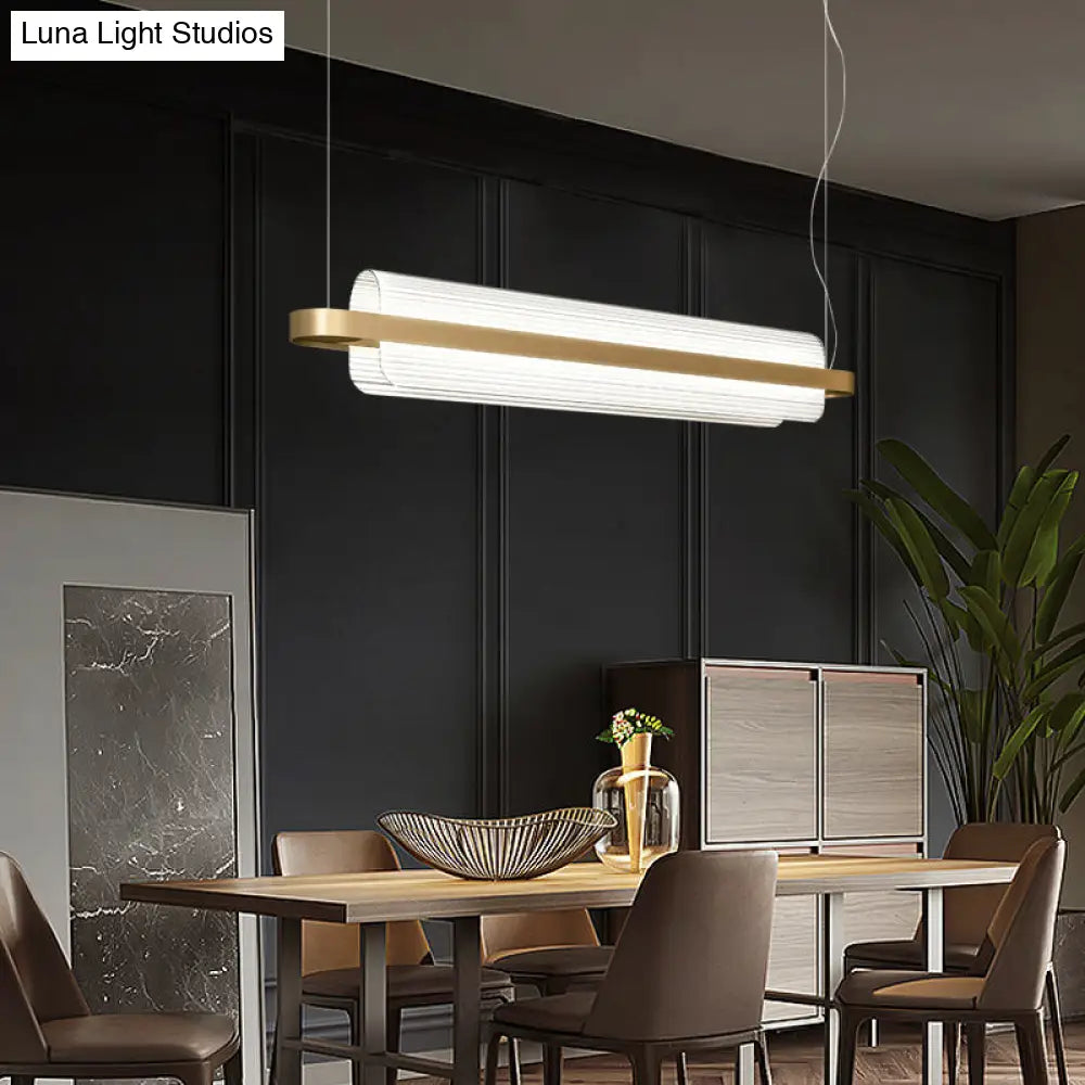 Gold Nordic Linear Island Lamp: Acrylic Led Pendant Light For Dining Room