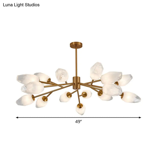 Gold Opal Frosted Glass Bud Pendant Chandelier - Postmodern Ceiling Light (12/15 Heads)