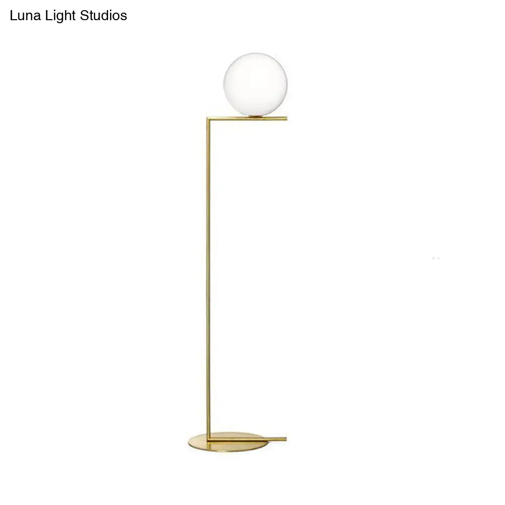 Gold Opal Glass Living Room Floor Lamp - Contemporary Stand With 1-Light