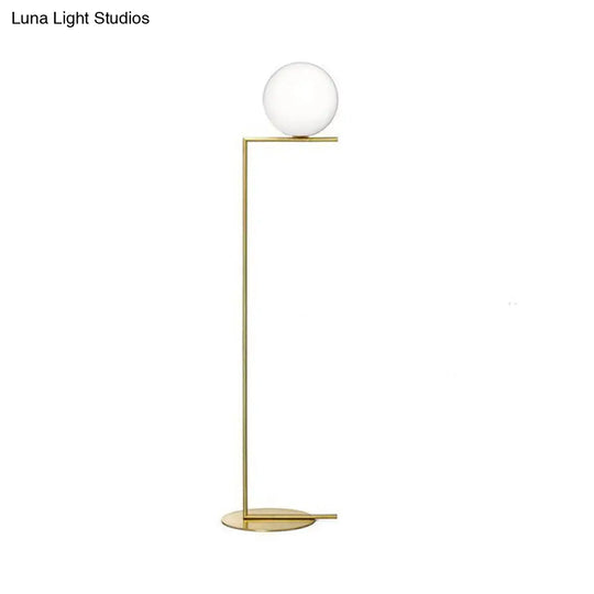 Gold Opal Glass Living Room Floor Lamp - Contemporary Stand With 1-Light