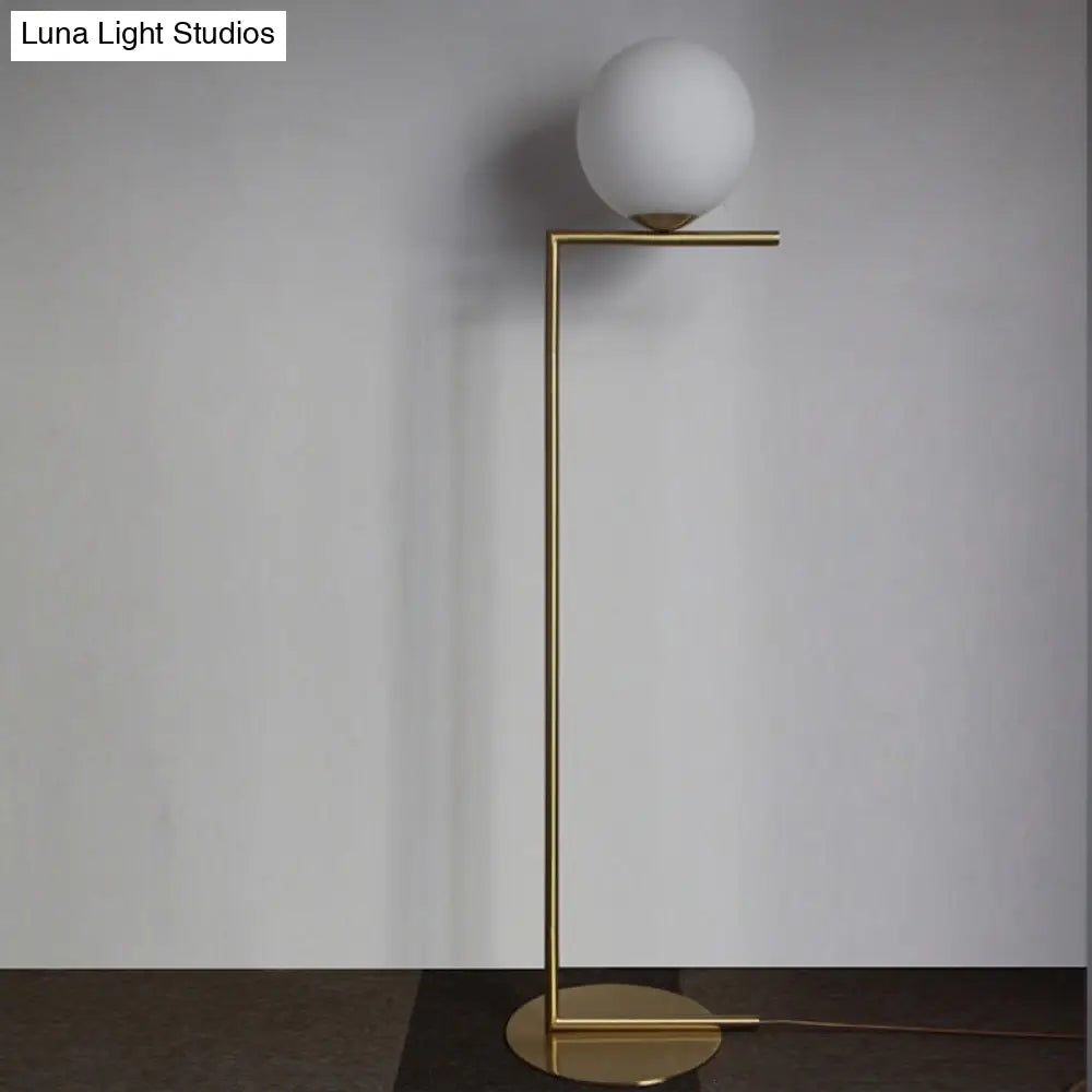 Gold Opal Glass Living Room Floor Lamp - Contemporary Stand With 1-Light