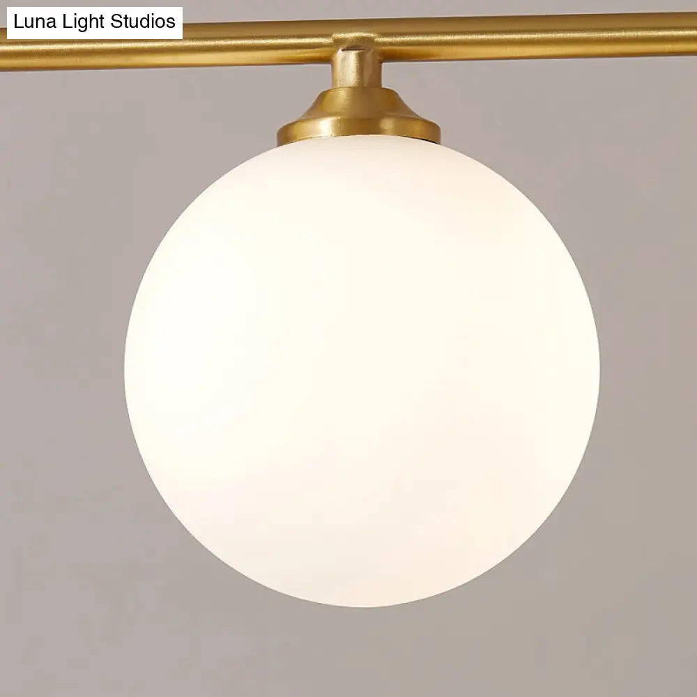 Gold Opaline Glass Pendant Light For Dining Room | Simplicity Ball Island Fixture