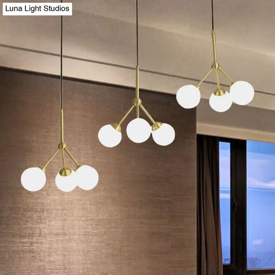 Gold Orb Shade Pendant Lamp: Modern Milk Glass Restaurant Light