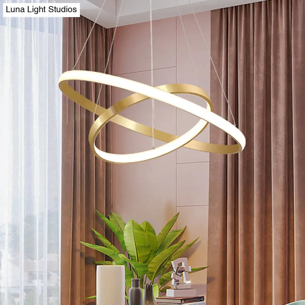 Gold Orbit Hanging Chandelier Acrylic Led Pendant Light Kit 23.5/31.5 Wide