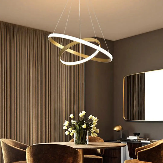 Gold Orbit Hanging Chandelier Acrylic Led Pendant Light Kit 23.5/31.5 Wide / 23.5