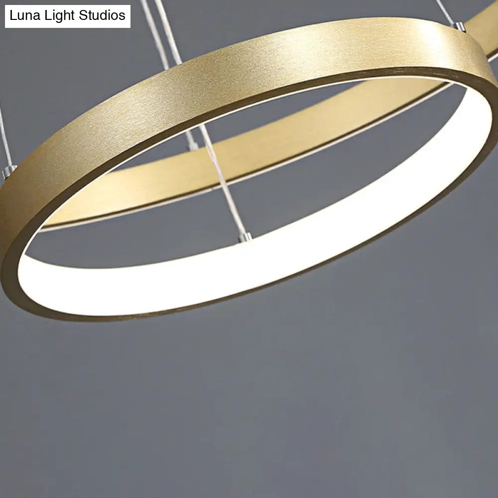 Gold Orbit Hanging Chandelier Acrylic Led Pendant Light Kit 23.5/31.5 Wide