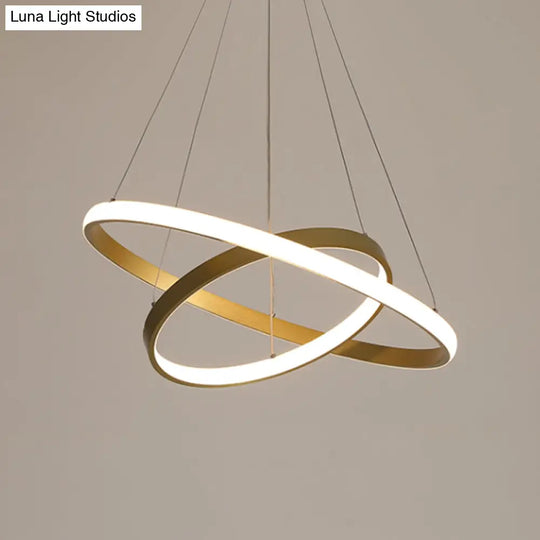 Gold Orbit Hanging Chandelier Acrylic Led Pendant Light Kit 23.5/31.5 Wide