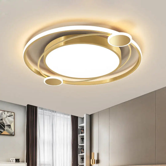 Gold Orbit Planet Led Ceiling Flush Light For Kids - Warm/White / Warm