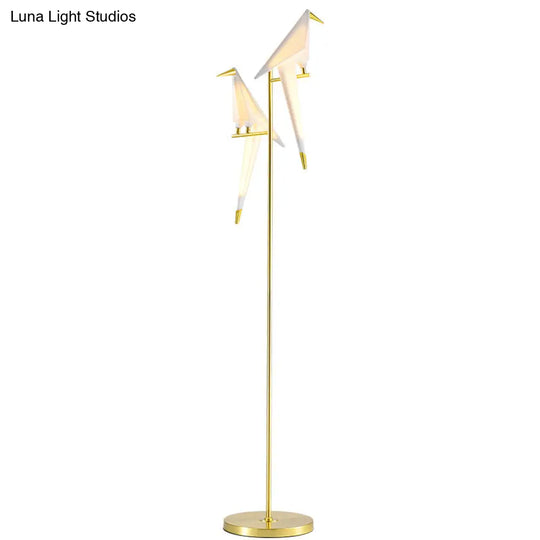 Gold Origami Bird Floor Lamp - Elegant Acrylic Living Room Lighting