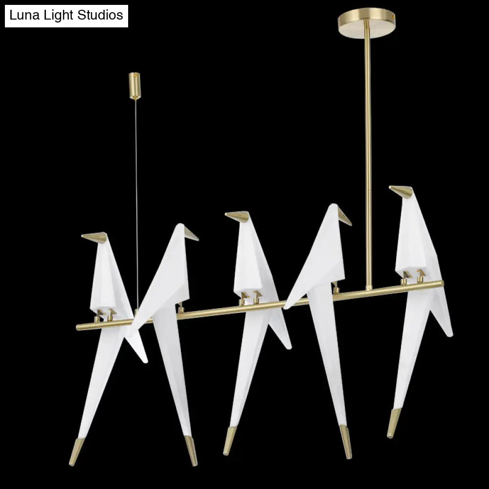 Gold Origami Bird Island Pendant Lamp For Dining Room Decor