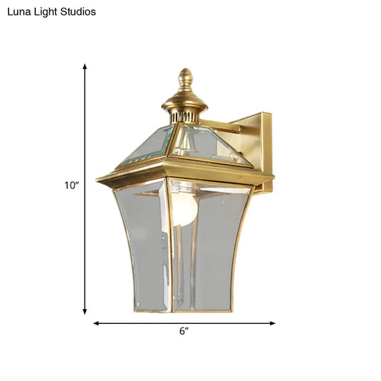 Gold Outdoor Wall Lantern Sconce With 1-Bulb For Traditional Look