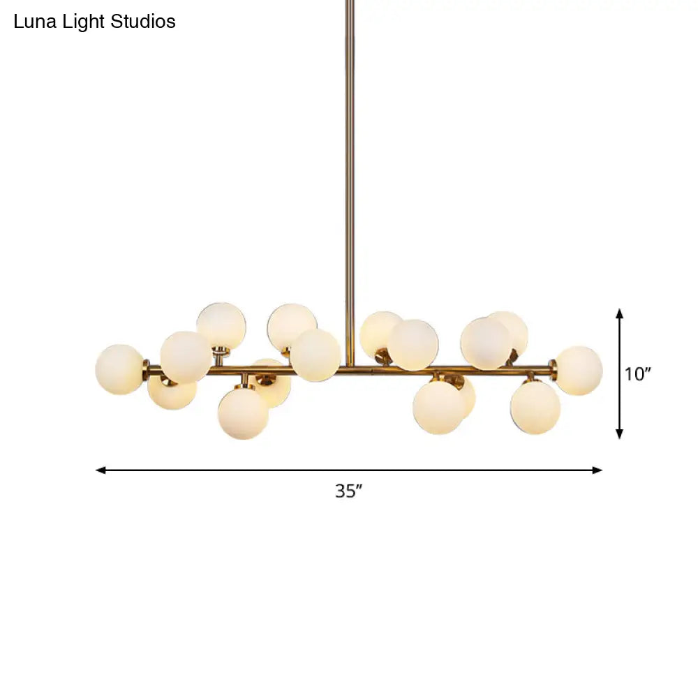 Gold Pendant Ceiling Light With Opal Frosted Glass- 16 Bulbs Bubbled Island Design