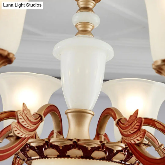 Gold Pendant Chandelier With Frosted Glass For Modern Bedroom Lighting