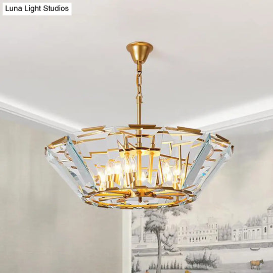 Modern Crystal Pendant Light Fixture - Gold 6-Head Dining Room Chandelier