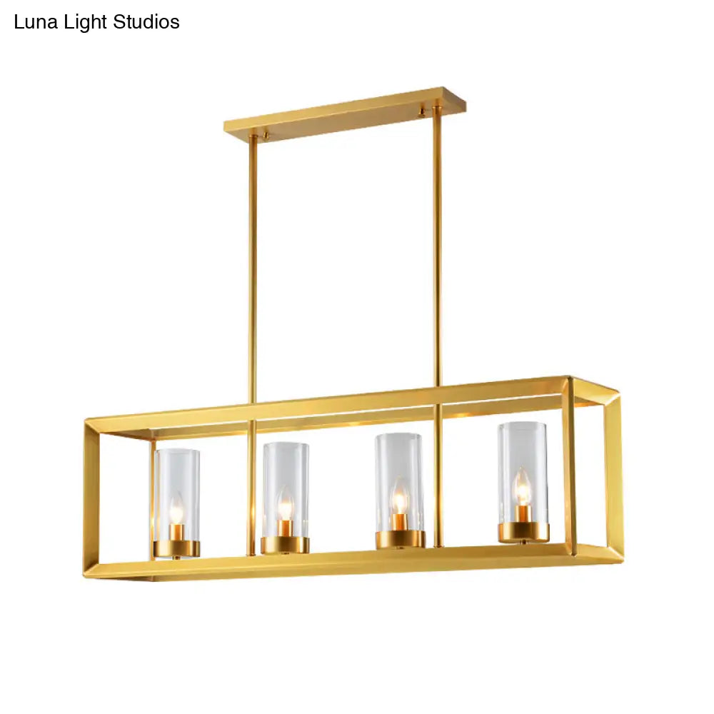 Gold Pendant Island Lights With Clear Glass Shades - Perfect For Dining Rooms