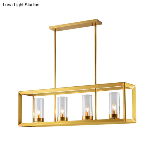 Gold Pendant Island Lights With Clear Glass Shades - Perfect For Dining Rooms