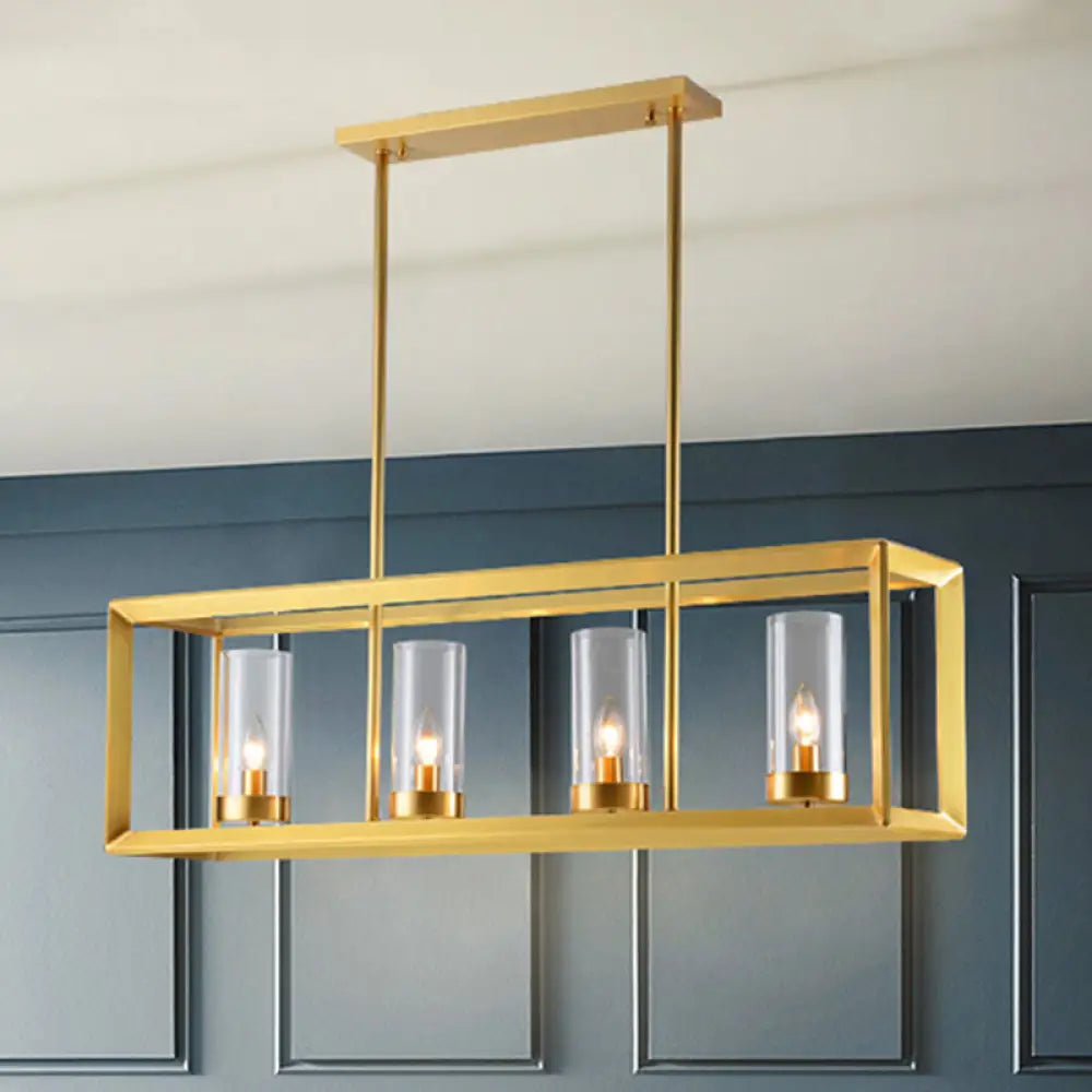 Gold Pendant Island Lights With Clear Glass Shades - Perfect For Dining Rooms 4 /