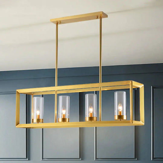 Gold Pendant Island Lights With Clear Glass Shades - Perfect For Dining Rooms 4 /