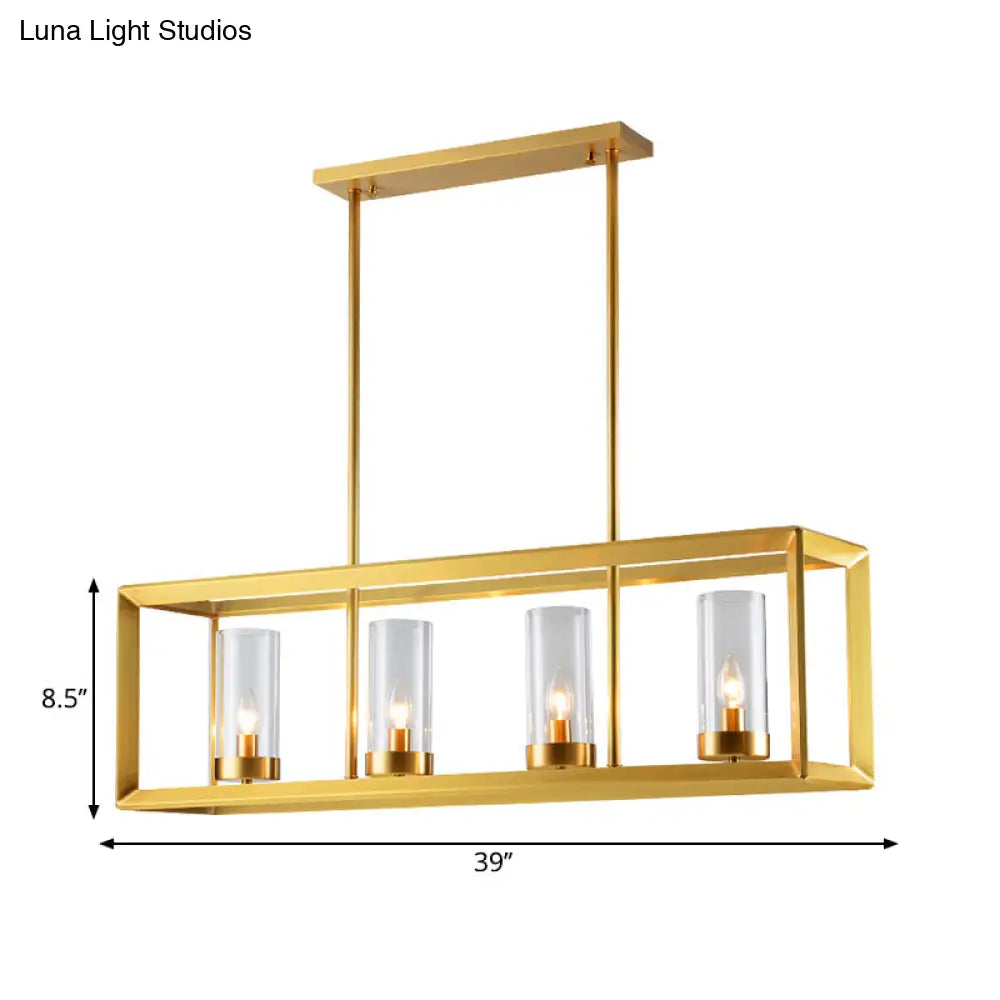 Gold Pendant Island Lights With Clear Glass Shades - Perfect For Dining Rooms