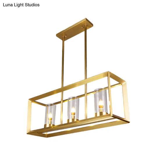 Gold Pendant Island Lights With Clear Glass Shades - Perfect For Dining Rooms