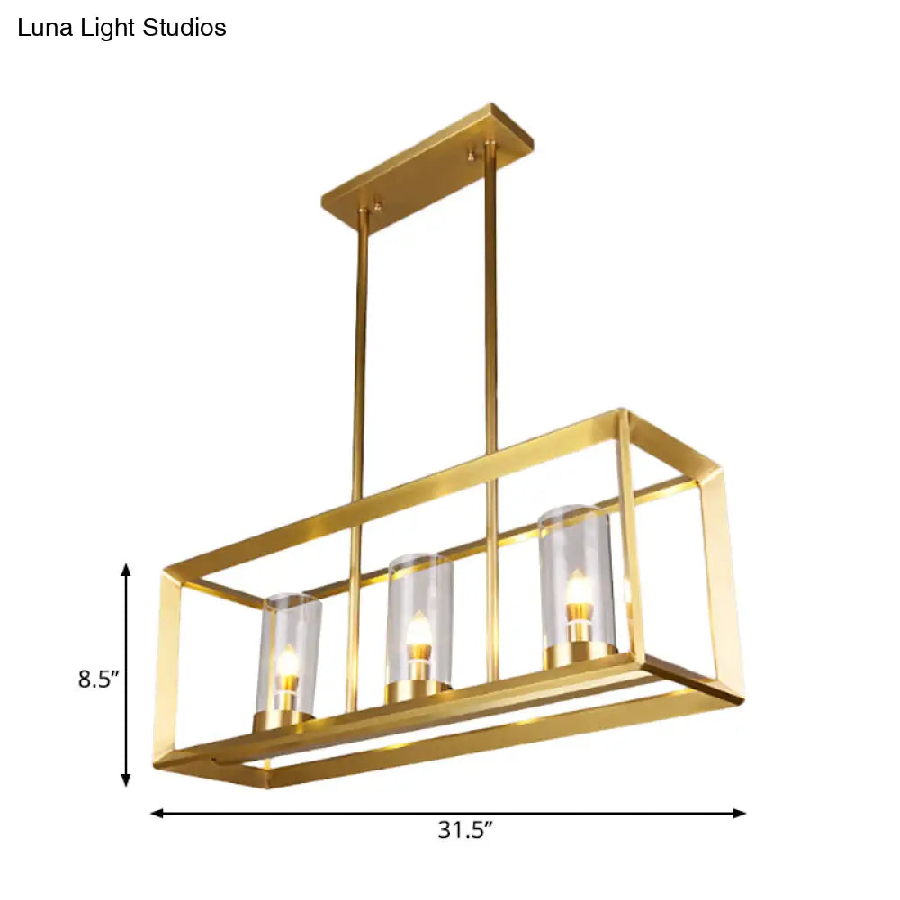 Gold Pendant Island Lights With Clear Glass Shades - Perfect For Dining Rooms