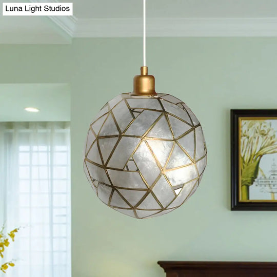 Gold Ball Shell Pendant Dining Room Ceiling Light