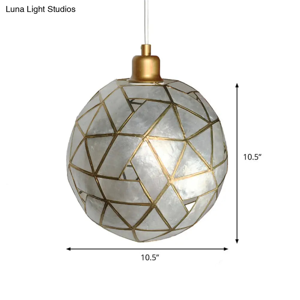 Gold Ball Shell Pendant Dining Room Ceiling Light