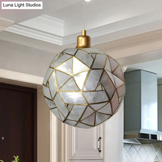 Gold Ball Shell Pendant Dining Room Ceiling Light