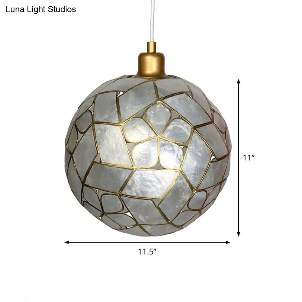 Gold Ball Shell Pendant Dining Room Ceiling Light