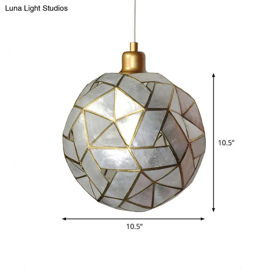 Gold Ball Shell Pendant Dining Room Ceiling Light