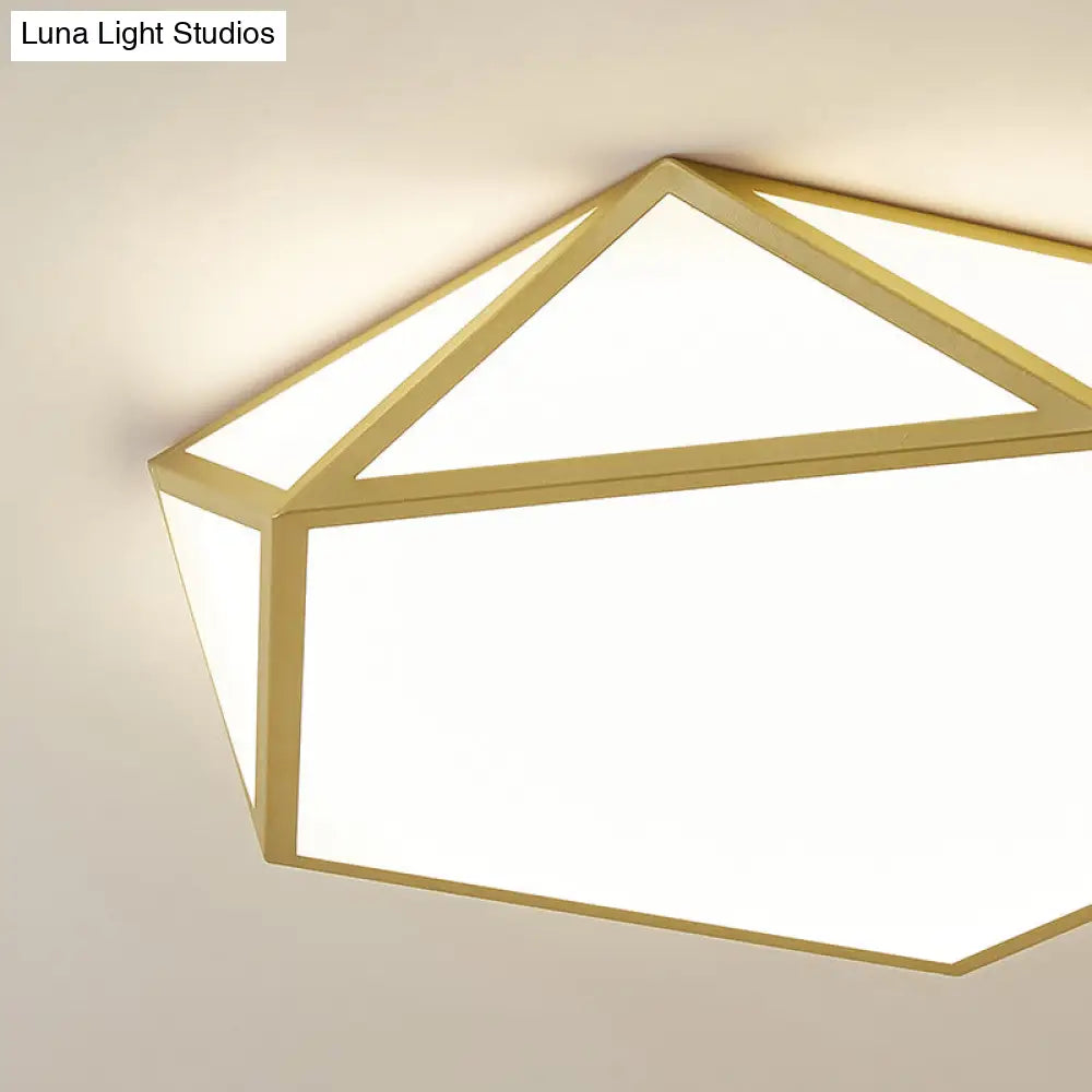 Gold Pentagon Ceiling Light - Nordic Led Flush Mount Lamp For Bedroom Wide 16.5/20.5