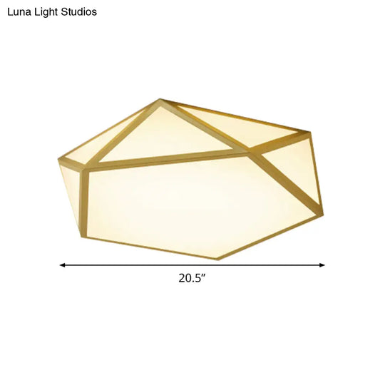 Gold Pentagon Ceiling Light - Nordic Led Flush Mount Lamp For Bedroom Wide 16.5’/20.5