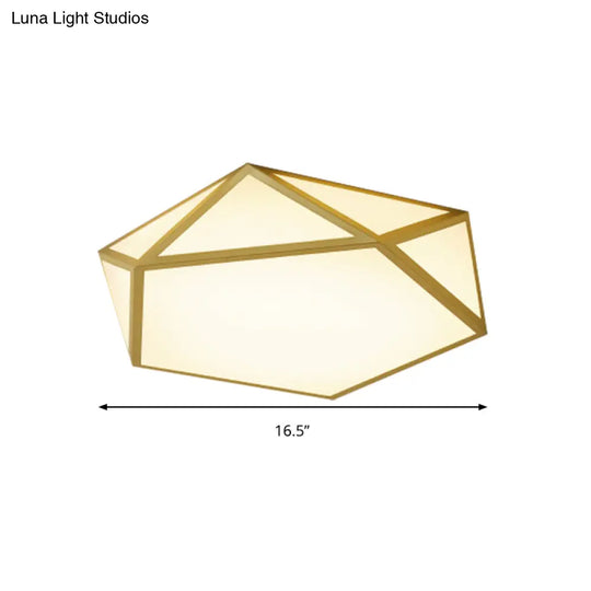 Gold Pentagon Ceiling Light - Nordic Led Flush Mount Lamp For Bedroom Wide 16.5’/20.5