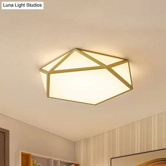 Gold Pentagon Ceiling Light - Nordic Led Flush Mount Lamp For Bedroom Wide 16.5/20.5