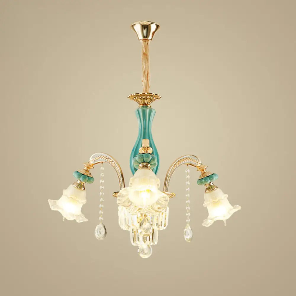 Gold Petal Ceiling Pendant Light With Frosted Glass - Elegant Crystal Chandelier For Living Room 3 /