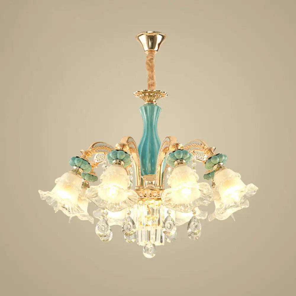 Gold Petal Ceiling Pendant Light With Frosted Glass - Elegant Crystal Chandelier For Living Room 8 /