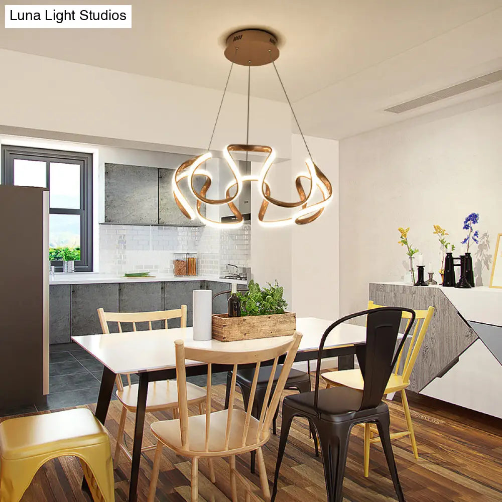 Gold-Plated Led Pendant Lamp: Elegant Acrylic Chandelier Light For Dining Room