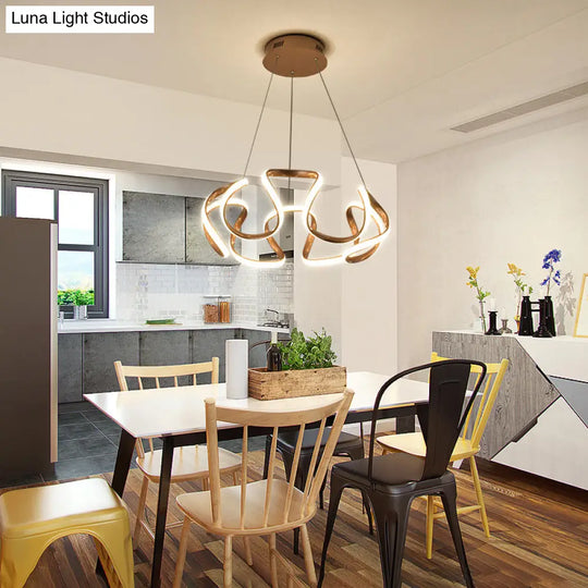 Gold-Plated Led Pendant Lamp: Elegant Acrylic Chandelier Light For Dining Room