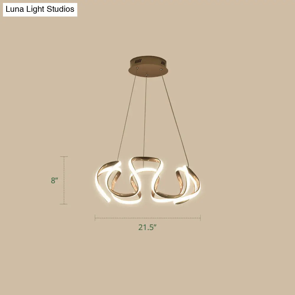 Gold-Plated Led Pendant Lamp With Curved Design For Dining Room Chandelier Gold / Third Gear