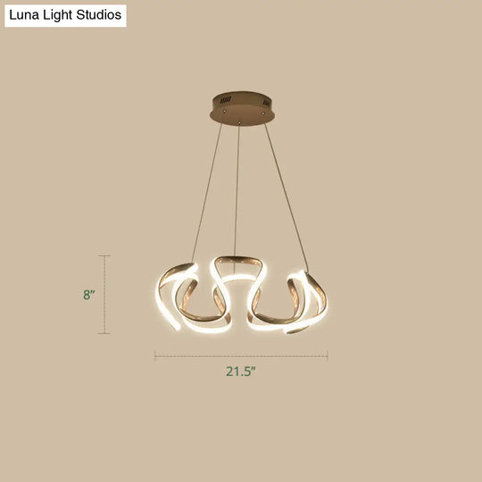 Gold-Plated Led Pendant Lamp With Curved Design For Dining Room Chandelier Gold / Third Gear