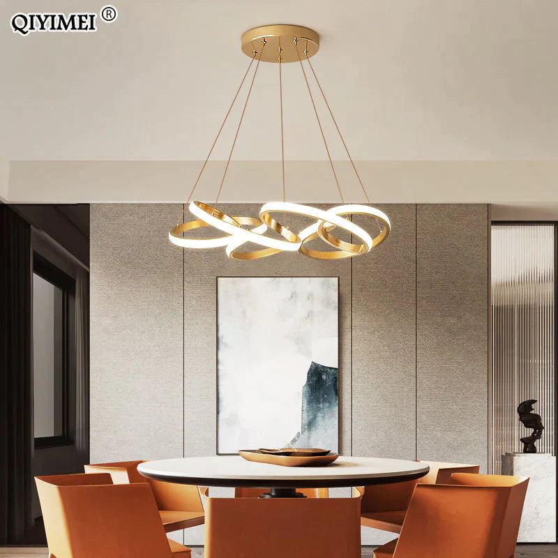 Gold Plated LED Pendant Lights Dining Room Kitchen New Lighting Lamp Cord Pendant Lamp With Remote Control Luminaire