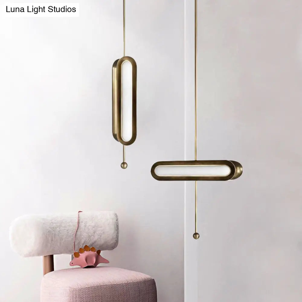 Gold Plated Led Hanging Light For Dining Room - Modern Metal Suspension Lighting