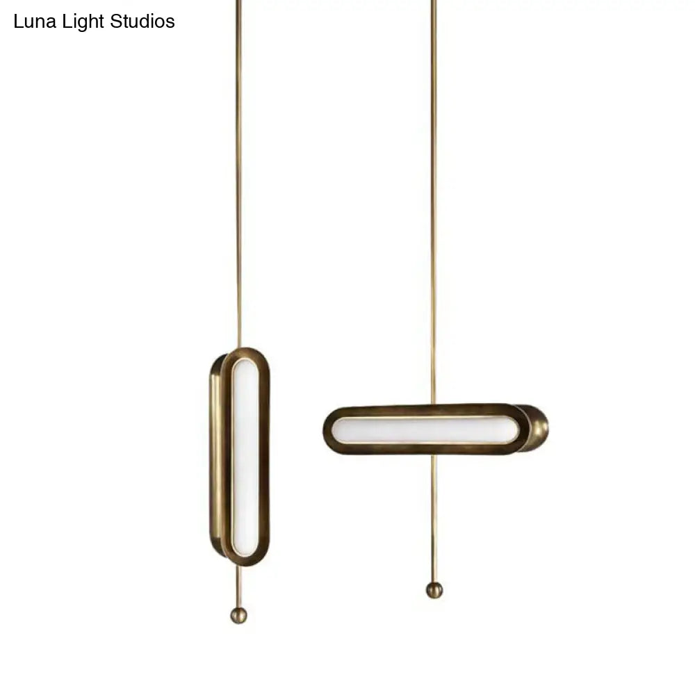 Gold Plated Led Hanging Light For Dining Room - Modern Metal Suspension Lighting