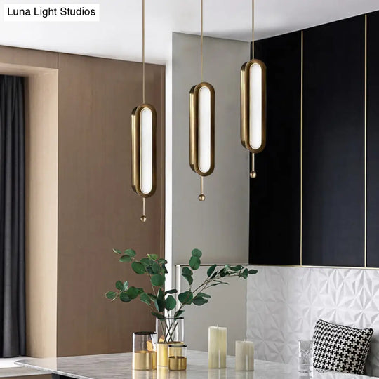 Gold Plated Led Hanging Light For Dining Room - Modern Metal Suspension Lighting