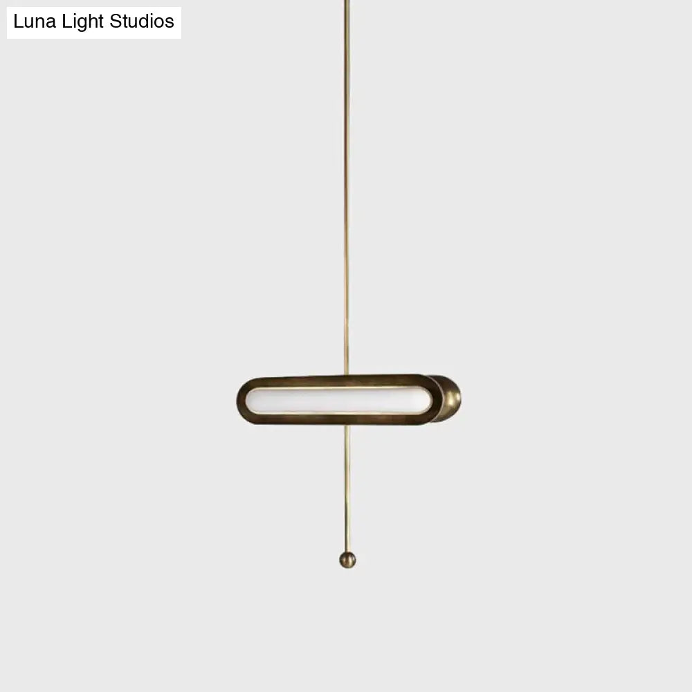 Gold Plated Led Hanging Light For Dining Room - Modern Metal Suspension Lighting / Horizontal