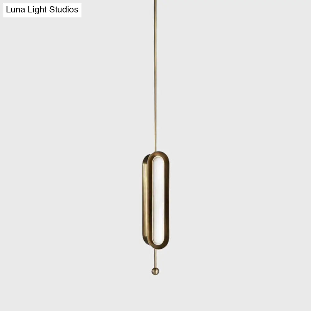 Gold Plated Led Hanging Light For Dining Room - Modern Metal Suspension Lighting / Vertical